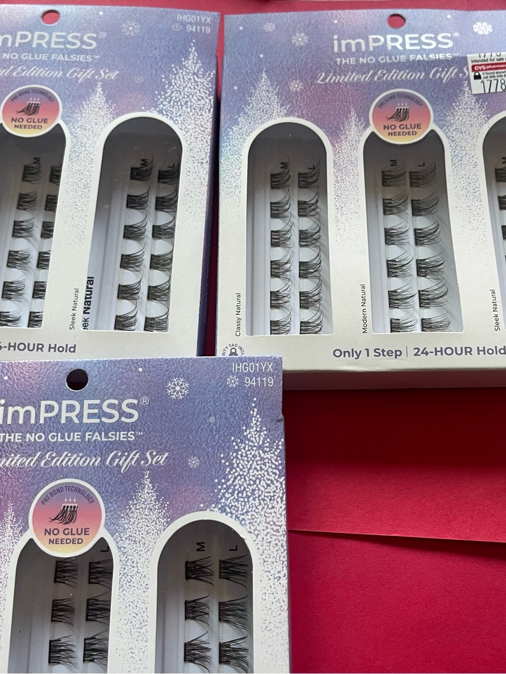 3 packs Kiss Impress The No Glue Falsies Limited Edition Gift Set IHG01YK #94119